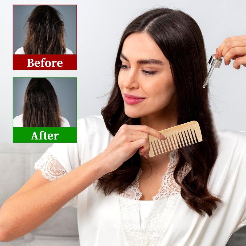 Aeaocvo 2 PCS Wood Hair Pick Wooden Comb Bamboo Wide Tooth Comb, Anti-Static Hair Pick Comb for Curly Hair Detangling & Styling for Men & Women - Image 3